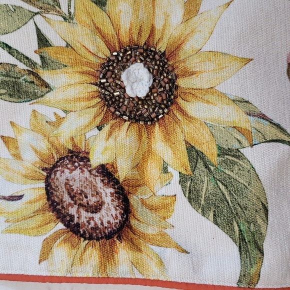 The Farmhouse Rachel Ashwell 72 x 16 Beaded Sunflower Fringed Table Runner - Picture 5 of 8